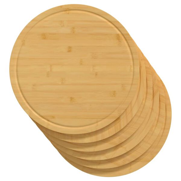 vidaXL Tablas de cortar 6 uds bambú Ø40x1,5 cm