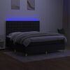 vidaXL Cama box spring colch&oacute;n y luces LED tela negro 160x200 cm