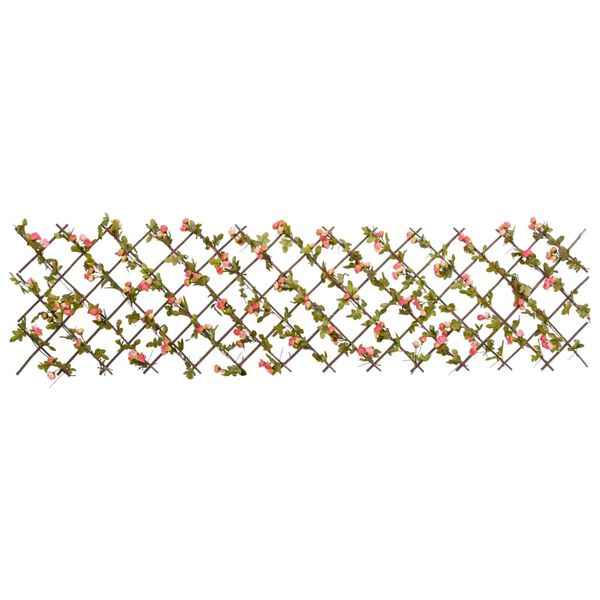 vidaXL Enrejado valla expansible de hiedra artificial rosa 180x60 cm