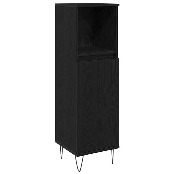 vidaXL Juego de muebles de ba&ntilde;o 3 pcs Roble Negro Madera contrachapada