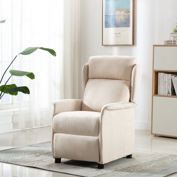 vidaXL Sill&oacute;n reclinable de tela crema