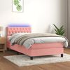vidaXL Cama box spring colch&oacute;n y LED terciopelo rosa 90x200 cm