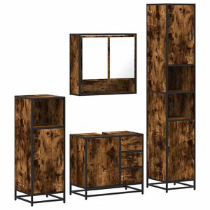 vidaXL Set de muebles ba&ntilde;o 4 pzas madera contrachapada roble ahumado