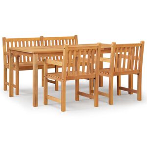 vidaXL Juego de comedor para jard&iacute;n 4 piezas madera maciza de teca