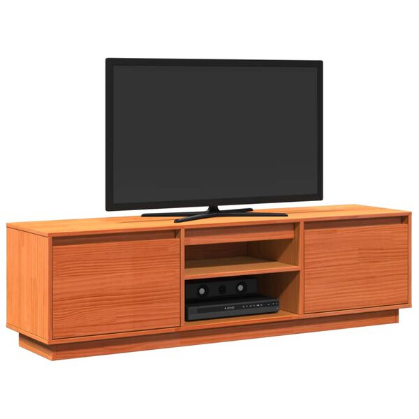 vidaXL Mueble de TV madera maciza de pino marr&oacute;n cera 140x35x40 cm