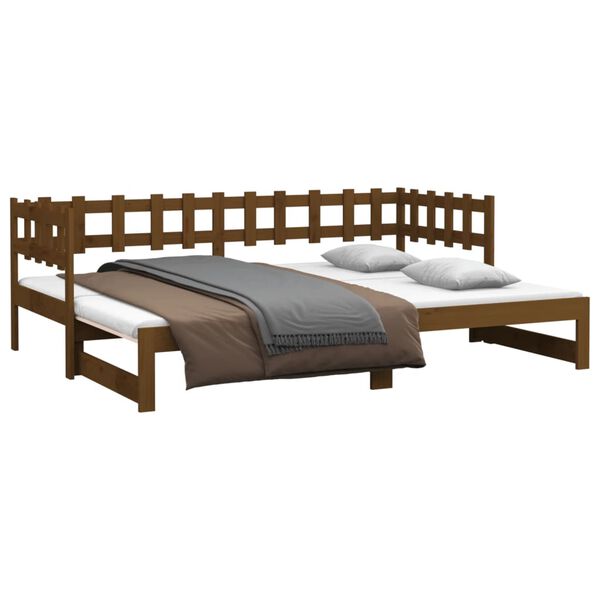 vidaXL Sof&aacute; cama extra&iacute;ble madera maciza de pino marr&oacute;n 2x(90x200) cm