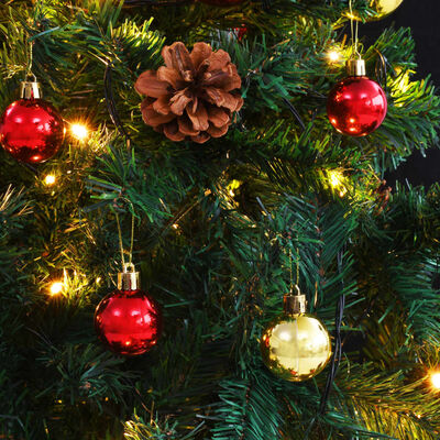 vidaXL Árbol de Navidad preiluminado con luces y bolas verde 210 cm