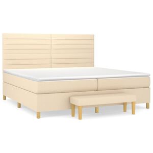 vidaXL Cama box spring con colch&oacute;n tela color crema 200x200 cm