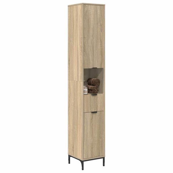 vidaXL Gabinete de Ba&ntilde;o con caj&oacute;n Roble Sonoma 31,5 x 33 x 190 cm