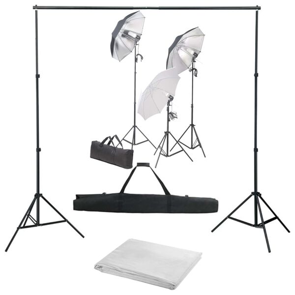 vidaXL Kit de estudio fotográfico con set de luces y fondo