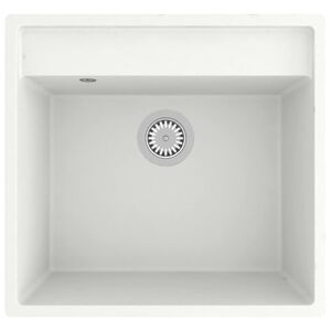vidaXL Fregadero de cocina con rebosadero granito blanco