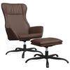 vidaXL Sill&oacute;n de relax con reposapi&eacute;s cuero artificial marr&oacute;n brillo
