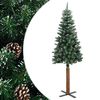 vidaXL &Aacute;rbol de Navidad estrecho con madera real y nieve 180 cm verde