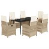 vidaXL Set comedor de jard&iacute;n 7 pzas con cojines rat&aacute;n sint&eacute;tico beige
