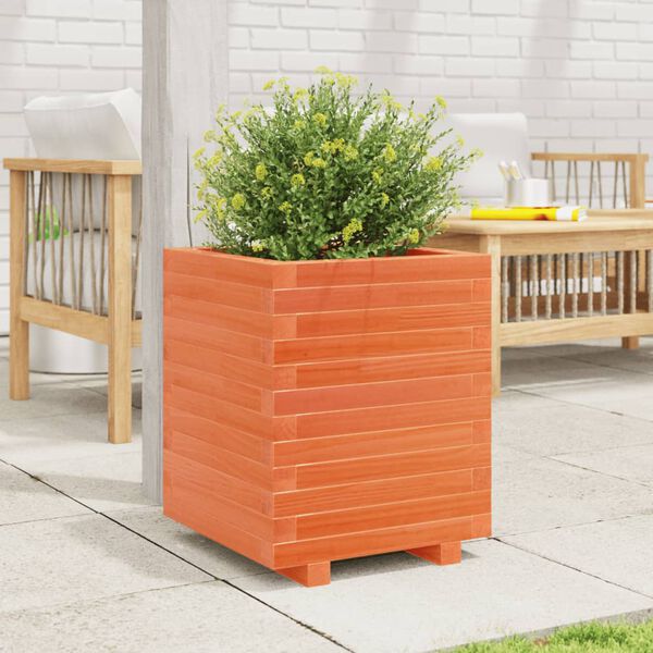 vidaXL Jardinera madera maciza de pino marr&oacute;n cera 40x40x49,5 cm