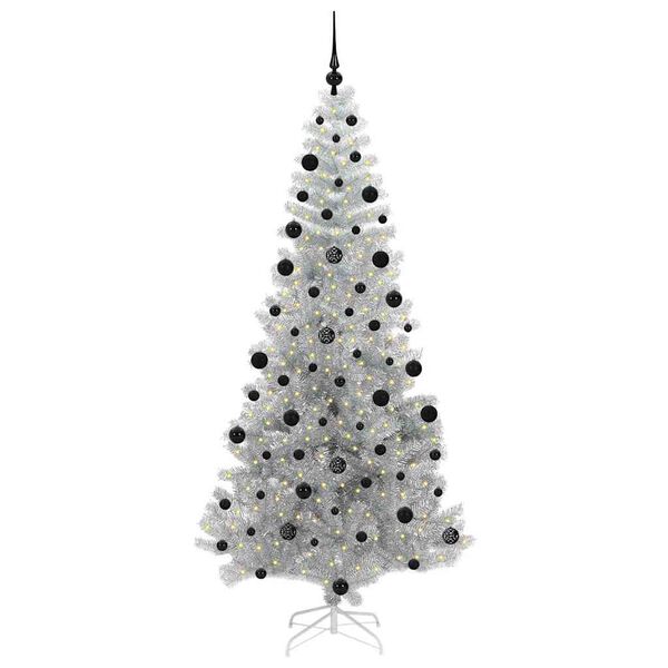 vidaXL &Aacute;rbol de Navidad con 300 LED con soporte Plateado 210 cm PET