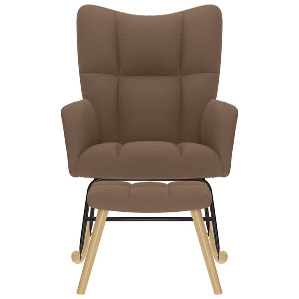 vidaXL Sillón mecedora con taburete tela marrón