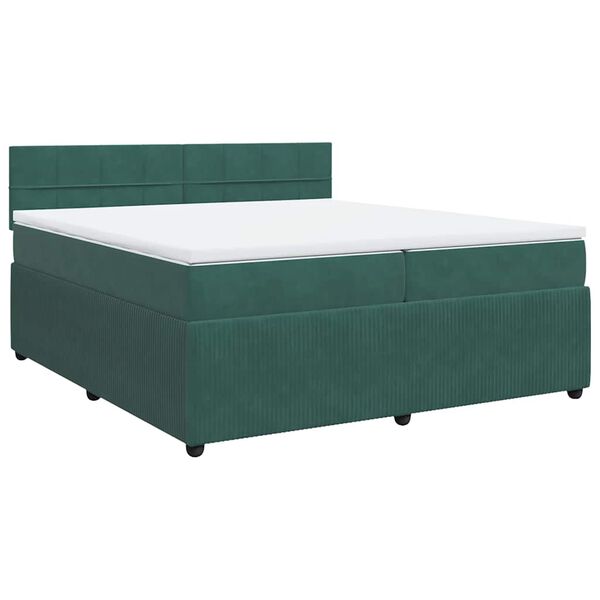 vidaXL Cama box spring con colch&oacute;n terciopelo verde oscuro 200x200 cm