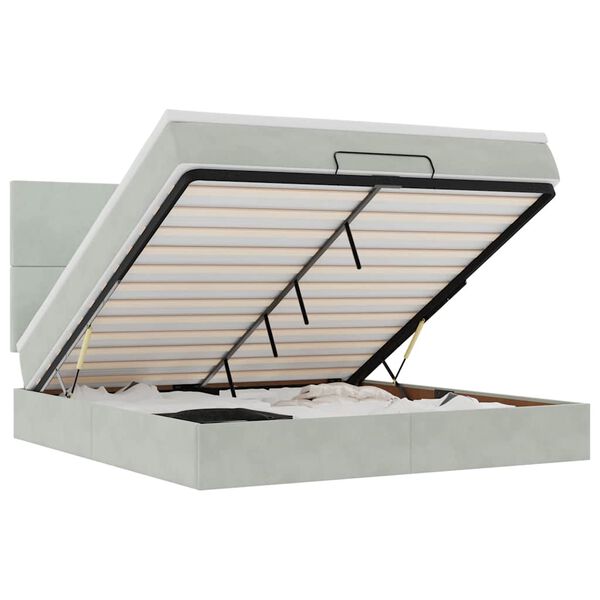 vidaXL Estructura de cama otomana colchones terciopelo gris claro