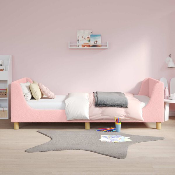 vidaXL Cama para ni&ntilde;os con cabecero Rosa 90 x 200 cm Tela de Oveja