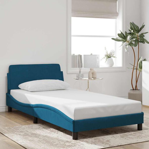 vidaXL Estructura de cama con cabecero Dover terciopelo azul 100x200 cm