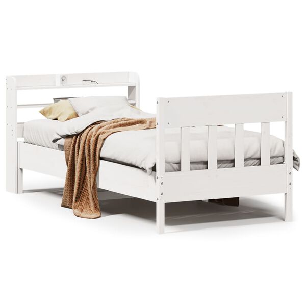 vidaXL Estructura de cama sin colch&oacute;n madera de pino blanca 90x200 cm
