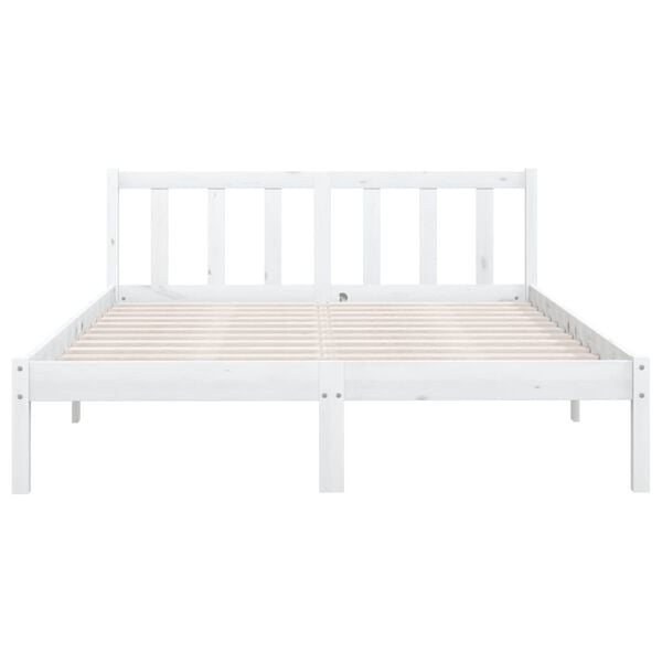 vidaXL Estructura de cama sin colch&oacute;n madera maciza blanco 120x200 cm