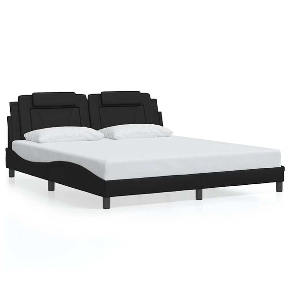 vidaXL Estructura de cama Viana sin colch&oacute;n cuero sint&eacute;tico negro 180x200 cm