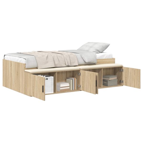 vidaXL Estructura de cama con caj&oacute;n Roble Sonoma 100 x 200 cm