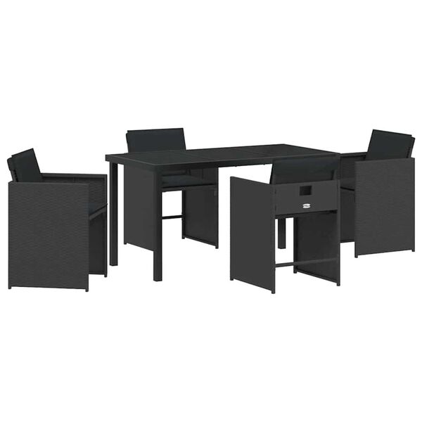 vidaXL Conjunto de Comedor de Jard&iacute;n 5 pcs Negro rat&aacute;n sint&eacute;tico