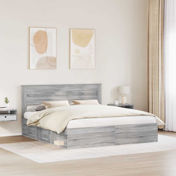 vidaXL Estructura de cama con cabecera Gris Sonoma 200 x 200 cm