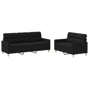 vidaXL Juego de sof&aacute;s con cojines 2 piezas tela negro