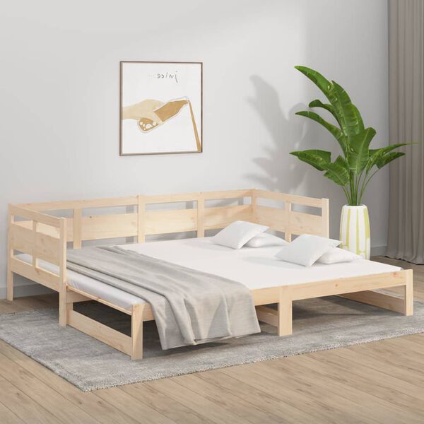 vidaXL Sof&aacute; cama extra&iacute;ble madera maciza de pino 2x(90x200) cm