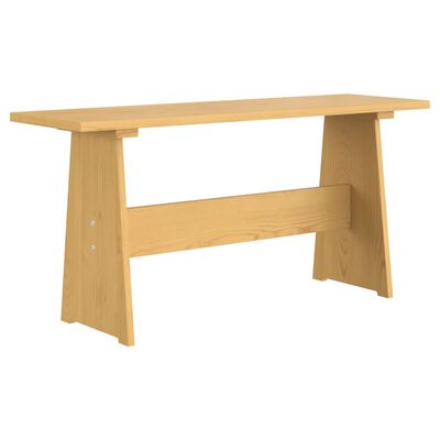 vidaXL Mesa de comedor con banco de madera maciza de pino marrón miel