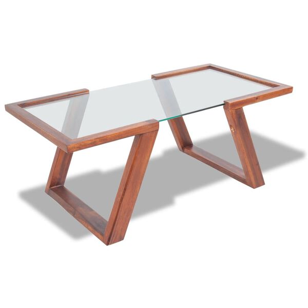 vidaXL Mesa de centro de madera maciza de acacia marr&oacute;n 100x50x40 cm