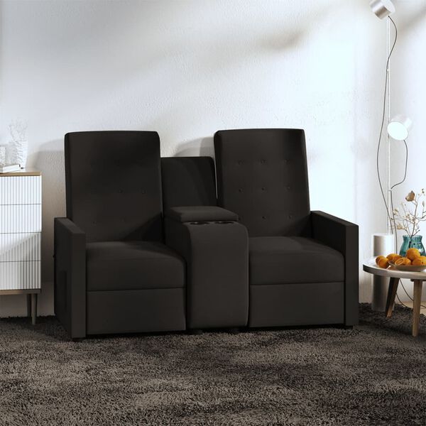 vidaXL Sill&oacute;n reclinable de 2 plazas con portavasos tela negro