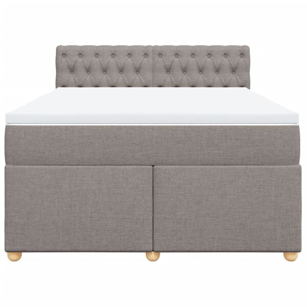 vidaXL Cama box spring con colch&oacute;n tela gris taupe 160x200 cm