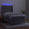 vidaXL Cama box spring colch&oacute;n y LED terciopelo gris claro 90x200 cm