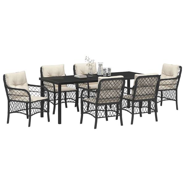 vidaXL Conjunto de Comedor de Jard&iacute;n 7 pcs Negro rat&aacute;n sint&eacute;tico