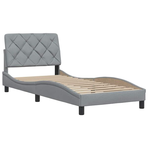 vidaXL Estructura de cama sin colch&oacute;n tela gris claro 90x190 cm