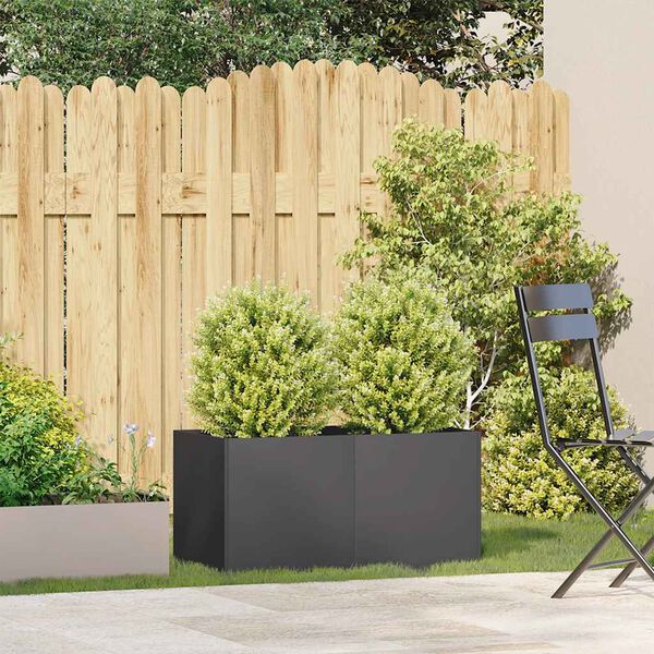 vidaXL Jardinera de acero laminado en fr&iacute;o negro 80x40x40 cm