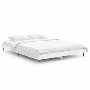 vidaXL Estructura de cama madera de ingenier&iacute;a blanca 135x190 cm