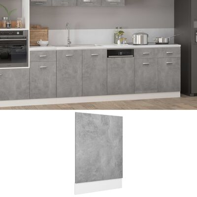 vidaXL Panel para lavavajillas contrachapada gris hormigón 45x3x67 cm