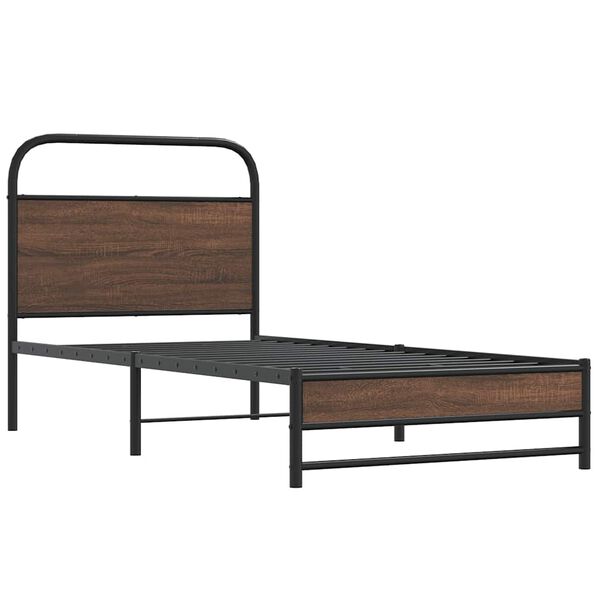 vidaXL Estructura de cama sin colch&oacute;n 107x203 cm madera marr&oacute;n roble