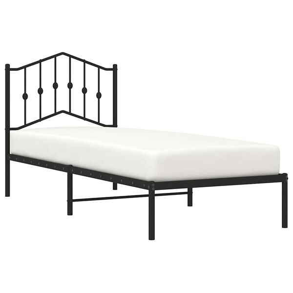 vidaXL Estructura cama sin colch&oacute;n con cabecero metal negro 90x200 cm