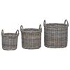 vidaXL Cesta para Plantas 3 uds. Gris natural Rat&aacute;n Kubu