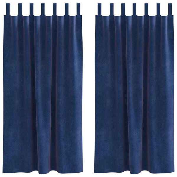 vidaXL Cortinas opacas 2 pcs Azul Oscuro 140 x 175 cm Terciopelo
