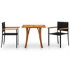 vidaXL Juego de comedor para jard&iacute;n 3 piezas negro