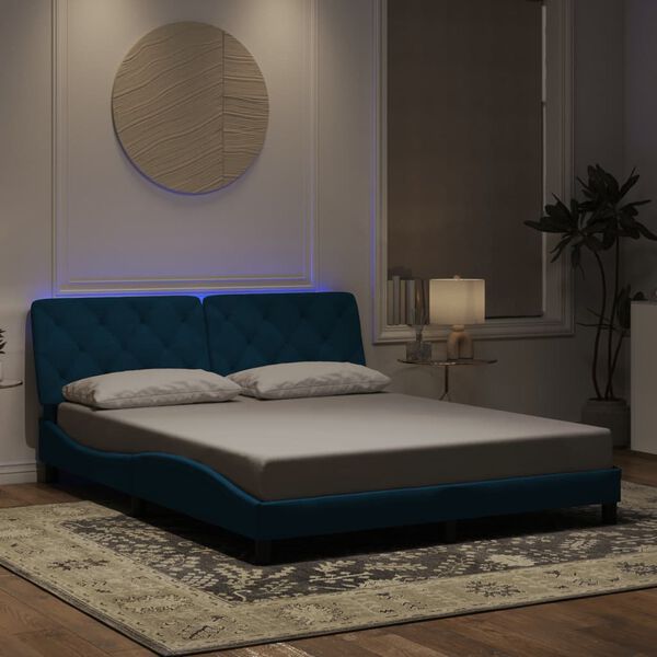 vidaXL Estructura de cama con LED sin colchón terciopelo azul 160x200 cm