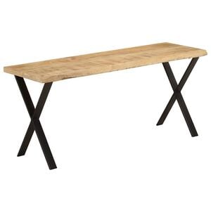 vidaXL Banco con borde natural de madera de mango maciza 105 cm